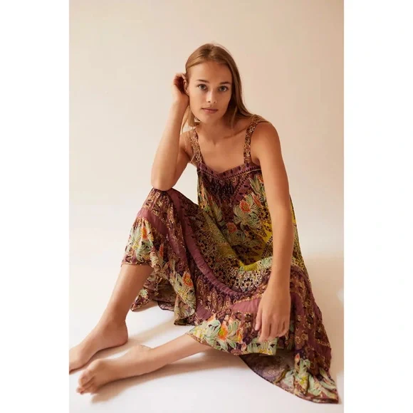 Anthropologie Floral Maxi Dress - Yellow and Purple - Picture 4 of 11